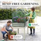 King Bird Large Raised Garden Bed with Netting Galvanized Elevated Planter Box with Legs 48×24×56 in for Backyard, Patio, Balcony, 400lb Capacity, Beige