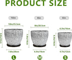 Ceramic Pots for Plants - 10+8+6 Inch Round Flower Pots with Drainage Holes and Saucers, Decorative Planters for Indoor Outdoor, Porch Decor, Housewarming Gifts, Set of 3, White-Black