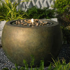 Tankana Garden Water Fountain Outdoor Large Round Bubbler Water Feature Indoor with Lights & Pump and Pebbles Concrete Effect for Patio Pool Pond Yard Home Decor Gold, 25 "L X 25" W X 17.5" H