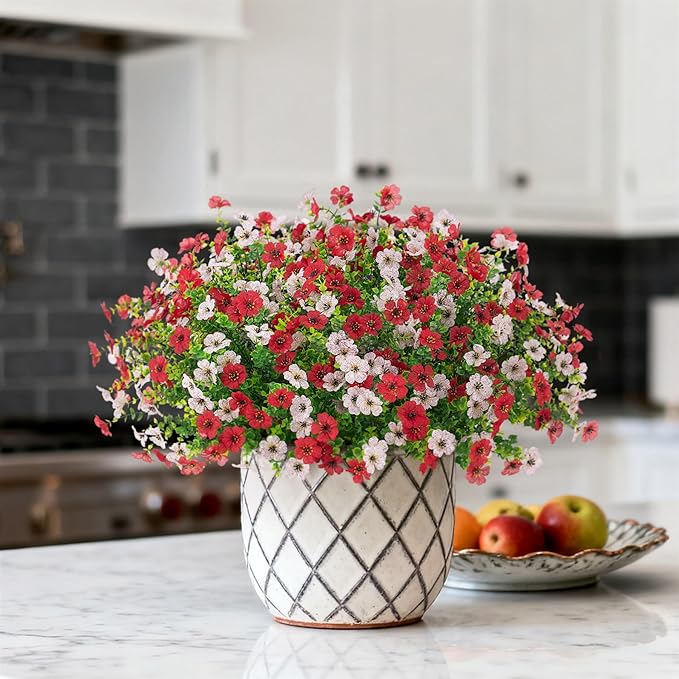 INXUGAO Artificial Fake Flowers Plants for Outdoor Spring Summer Decor, 12 Bundles Faux Silk Flowers for Outdoor Outside Planter Colorful Daisy UV Resistant Look Real for Front Door Porch Patio Yard