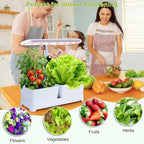 Indoor Herb Garden with Grow Light & Pots, Full Spectrum LED Planter for Kitchen Herbs & Houseplants, Height Adjustable Indoor Growing System for Home & Apartment Decor (White, 16 * 6.3 * 7.1 inch)