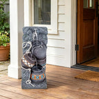 24.4" H Water Fountains Outdoor Indoor, Garden Fountains,Rustic Stacked Pot Waterfall Fountain with LED, Floor-Standing Water Feature for Patios Porch Backyards