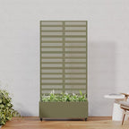 Casaphoria Metal Raised Garden Bed with Trellis and Wheels, 72"x35"x16" Planter Box for Climbing Plants, Vegetables & Vines, Features Drainage Holes and Privacy Screen, Grey-Harold
