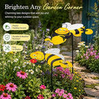 2 Pack Metal Bee Plant Umbrellas for Outdoor Plants, 24.6 Inch Decorative Plant Shade Cover, Cute Bee Garden Stakes Outdoor for Small Potted Plants, Flower Pots, Planters, Patio Porch Decor