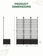 Garvee Raised Garden Bed with Trellis 3-Pack - 48" l x 16" w x 63" h Plastic Vertical Planter Box for Climbing Plants, Outdoor Privacy Screen for Patio, Balcony, Backyard - Sturdy & Lightweight
