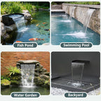 All-in-1 Pond Waterfall Kit | 40W 850GPH Pond Filter Pump with 12" Stainless Steel Spillway | Remote Control LED Lights | 4-Stage Filtration System for Backyard Garden & Outdoor Water Feature
