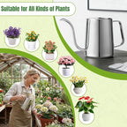 34oz/1000ml Watering Can Indoor Plants with Long Spout, Plant Watering Can for Ergonomic Handle, Rust-Resistant & Durable 304 Stainless Steel, Office & Home