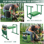 Garden Kneelers Seat, Stable and Save Anti-Tipping Design 10.2" Wider Garden Kneeler and Seat with Handle, Heavy Duty Gardening Stool for Seniors, Gardening Weeding Bench for Gardeners Parents - Green