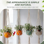 EBOOT 2 Pack 48 Inch Large Macrame Plant Hanger Rope to Hang Flower Pot Plant Holder for Indoor Outdoor Decorations, 4 Legs (Ivory White)
