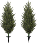 3.6FT Fake Topiary Trees Artificial Outdoor 2 Pcs Faux Cedar Tree UV Resistant Shrubs for Outdoor Patio, Porch, Garden Indoor Planters Home Decoration