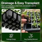 Gardzen 5-Set Seed Starter Tray Kits, Durable Plant Germination Trays with Humidity Vented Domes and Bases, Ideal for Seed Starting, Indoor Gardening, and Greenhouse (Total 200 Cells)