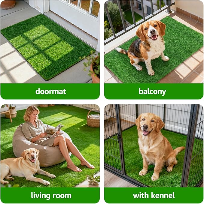 Artificial Turf Grass Outdoor: Grass Pad for Dogs Indoor Potty Training, Replacement Turf Rug for Patio Balcony Lawn Apartment Decoration, Easy to Clean with Drainage Holes(43x27.5 inch)