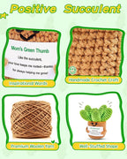 JELUTAR Gifts for Mom Crochet Positive Succulent, Mother's Day Birthday Gifts from Daughter Son for Mom Friends Wife Cute Funny Plant Decors (Mom's Green Thump)