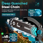 Mini Chainsaw- 6 Inch Electric Mini Chain Saw Cordless Battery Powered One-Hand Tree Trimming Saw with 2 Batteries, Portable Gardening Gadgets for Men, Unique Birthday Gifts (Blue)