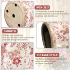 Ceramic Scroll Planter 6.5 Inch Chinoiserie Floral Vase with Drainage Holes Vintage Flower Vase Flower Pot Rustic Ceramic Pots for Indoor Plants Garden Home Bookshelf Decor(Retro Pink)