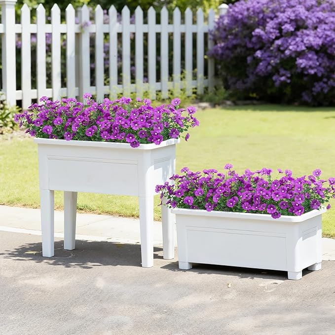 24 Bundles Artificial Flowers for Outdoors Fake Silk Flowers UV Resistant Faux Plants Eucalyptus for Spring Summer Decoration Planters Table Vase Garden Yard Porch Window Home Decor, Purple