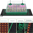 Hahood Seed Starter Kit with Grow Light Seedling Heat Mat 48 Cells Seed Starter Tray with Humidity Dome and Base Germination Trays Plastic Growing Trays Plant Propagation Kit for Seed Starting, Green