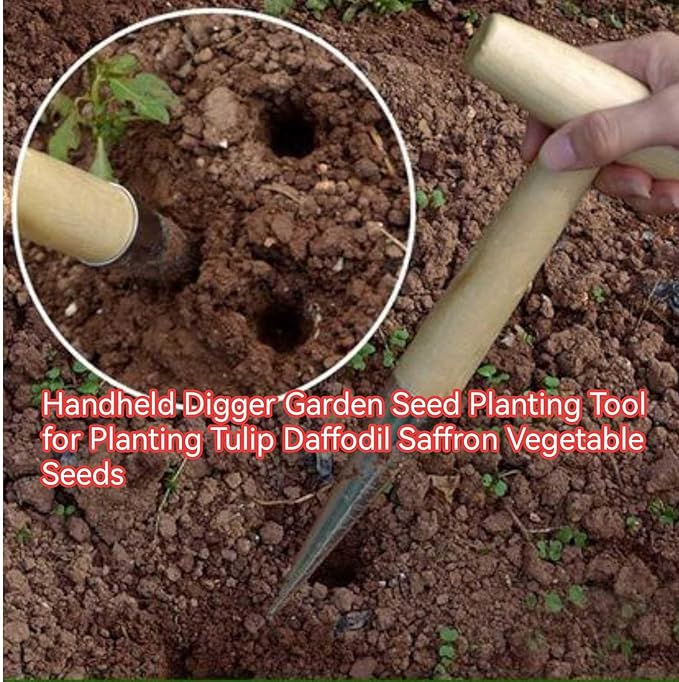 Plant Hole Digger for Planting - Handheld Seed Dispenser Tool, Seed Dibber Gardening Tool, Handheld Digger Garden Seeds Planting Tools for Plantings Tulip Daffodil Saffron Vegetable Seeds (1pcs)