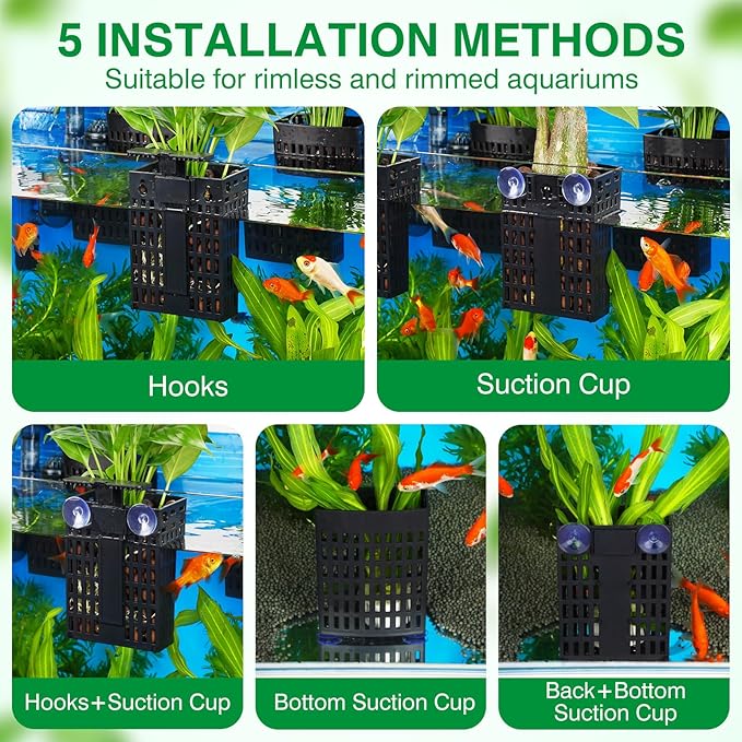 2026 Latest Upgraded Aquarium Plant Holder Adjustable Height with Extendable Hook and Suction Cup for Fish Tank Aquaponic Plant Cultivation and Aquascape Accessories Decorations (4 Pack)