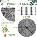 Sawysine 3 Pcs Plant Pot Cover Plant Protector from Animal Flower Pot Grid with Center Cutout Flower Cover Soil Protectors(Black,20.5 in)