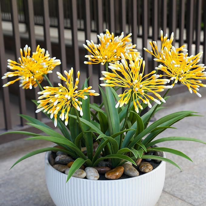 Fake Plants Outdoor with Flowers Artificial Large Plastic Faux Flower 8 Bundles 18.9 in Spring Summer Decoration for Patio Front Porch Platers Decor Outside