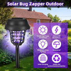 4 Pack Solar Bug Zapper Outdoor Waterproof Solar Powered Mosquito Zapper Repellent Outdoor Patio,Cordless & Auto On/Off Purple White Light Small Fly Insect Zappers for Garden Backyard