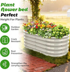 YSEJOMP 17" Tall Outdoor Garden Raised Garden Bed Kits, 4ft X 2ft Oval,0.8MM Thick Metal Raised Planter Bed/Ground Planter Box for Variety of Flowers,Herbs,Vegetables (Cream White, 48X24X16.5 Inches)