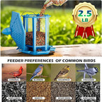 Birdream Bird Feeders for Outdoor Hanging, Fun Installation Pagoda Design Wild Birdfeeder, Attracting Wild Birds Sparrows Finch Cardinal Goldfinch Chickadee - Blue