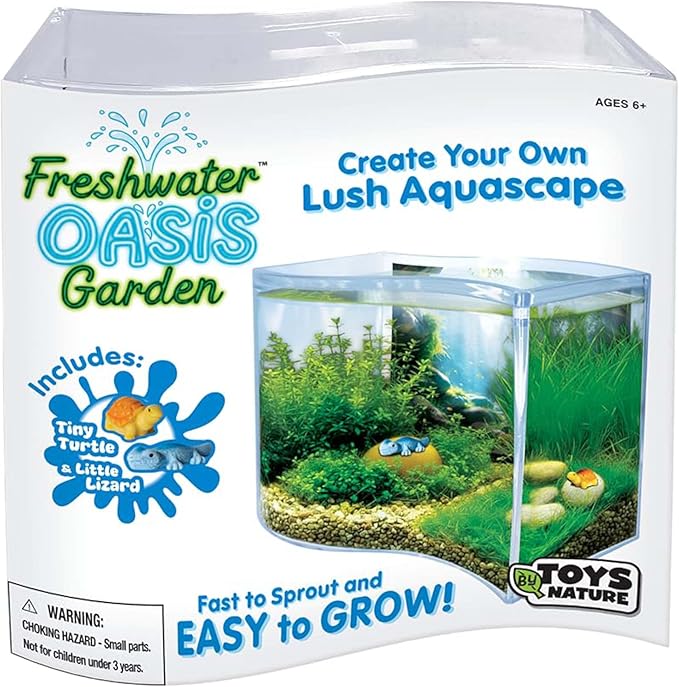 Toys By Nature Freshwater Oasis Garden, Mini Wave Terrarium Kit with Aquatic Seeds and Real Water Plant, Beginner-Friendly Terrariums and Live Indoor Plants Decor