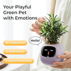 Smart Pet Planter, Smart Plant Pot, With Artificial Intelligence, Time Weather Display, And Multiple Expressions Animation,Lovely Plant Companion, For Desktop Decoration, Gifts,Plant-Free (Violet)