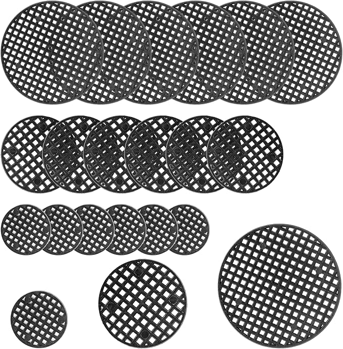 Bivethoi 150pcs Plant Pot Hole Cover - Bonsai Drainage Mesh Screens (3 Sizes, Black)