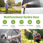 150 ft Garden Hose, 5/8 in Heavy Duty Water Hose, Flexible and Durable, Lightweight Rubber Hybrid Hose, Leak-Free Connections, Male to Female 3/4'' Brass Fittings for Patio, Lawn, Black
