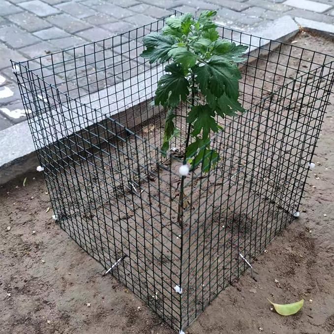 Small Wire Plant Protectors, 10 Pack 12" Square Plant Protectors from Animals Mesh Plant Cage Chicken Wire Cover for Protect Plants, Garden,Shrubs and Vegetables from Animals