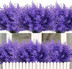 RECUTMS 12 Bundles Artificial Flowers for Outdoors UV Resistant Artificial Greenery Fake Eucalyptus Plants Boxwood Plants Outdoor Shrub Front Porch Patio Spring Decorations for Home(Pure Purple)