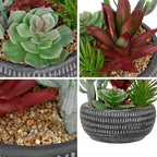 Briful Fake Succulents in Black Cement Pot, Artificial Succulent Plants Arrangement for Home Decor, Small Faux Potted Plants Tabletop Centerpiece, Desk Office Bathroom Shelf Decorations