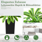 Artificial Dracaena Tree：7FT Faux Silk Tropical Yucca Floor Trees Realistic Fake Green Plant with Natural Wood Trunk & Lifelike Leaves for Home Office Decor Indoor & Outdoor (7FT,1-Pack,Black)