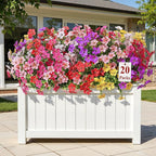 Alupssuc 20 Bundles Artificial Flowers for Outdoor Indoor Decoration, UV Resistant No Fade Fake Plants Eucalyptus, Colorful Faux Spring Flowers for Outside Yard Porch Patio Garden Home Window Box
