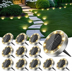 Peasur Mini Solar Ground Lights Outdoor, 12 Pack Flat Solar Powered Disc Lights, IP68 Waterproof, Anti-Rust, Landscape Lighting for Pathway Garden Yard Lawn Walkway Landscape Driveway, Warm White