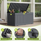 Devoko 78 Gallon Deck Box, Waterproof Resin Outdoor Storage Box for Outside and Patio, Outdoor Storage Bench Lockable for Patio Furniture, Garden Tools and Pool Supplies (Grey, 78 Gallon)