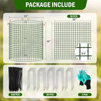 Uyittour 10 Pack Plant Protectors from Animals, 12" x 12" Round Metal Wire Garden Plant Cages to Keep Animals Out, Rabbit Proof Protection for Vegetables & Flowers with Stakes, Zip Ties & Gloves