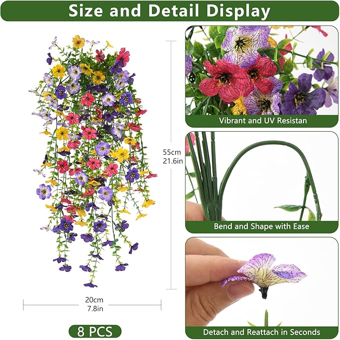 Artificial Faux Flowers Plants for Outdoor Spring Summer Decoration, 2PCS Fake Silk Daisy Flowers No Fade UV Resistant Realistic for Outside Home Planter Porch Patio Balcony Yard Decor (Mixed)
