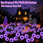 Halloween Decorations Outdoor, 4 Pack 24 LED Solar Purple Scary Eyeball Swaying Lights, Purple Solar Firefly Light Waterproof Outdoor Garden Lights for Halloween Yard Garden Lawn Party Flower Bed