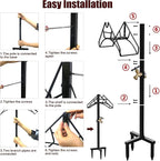 Artigarden Freestanding Outdoor Garden Hose Holder Stand with Brass Faucet, Heavy Duty Metal Water Hose Reel Storage Stake Rack for Backyard, Black (Hose not Included)