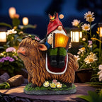 Garden Gnomes Outdoor Statues: 8'' Solar Light Gnome Decor on Highland Cow Play The Accordion Unique Birthday Gifts for Women Mother Grandma