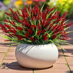 Geegoods Artificial Plants Flowers Outdoor – 48 Bundles UV Resistant Faux Lavender Flowers with Monkey Grass for Garden Porch Window Patio Hanging Planter Decor