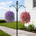 Artificial Hanging Baskets Outdoor, 4 Bundles Artificial Hanging Flowers Outdoors Spring Summer Decoration, No Fade Realistic Fake Hanging Baskets for Porch Patio Balcony Home Yard Decor