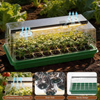 Seed Starter Tray with Grow Light, Seed Starter Kit Full Spectrum with 5 Dimmable Brightness & Timer, Indoor Plant Grow Tray for Beginners & Seasoned Gardeners, Gardening Gifts (Green, 144 Cells)