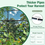 unho 63inch Metal Garden Trellis Arch for Climbing Plants - Polyethylene-Coated Anti-Rust, Heavy Duty, Wide Walk-Through Outdoor Arch with Net, for Cucumber Tomato Squash Zucchini Peas Grape Flowers