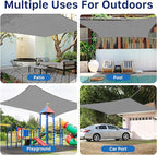 RoomHacks 12'x16' Sun Shade Sail, UV Protection Outdoor Shade, Curved Tear Resistant Heavy Duty Sun Shade for Patio Garden, Backyard, Deck, Car Port, Playground, (Grey)