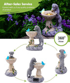 Nacome Solar Dog Garden Statues: Weatherproof Resin Decor with Automatic Lighting - Outdoor Yard Lawn Patio Balcony Art - Gifts for Mom Grandma Women Bird Lovers